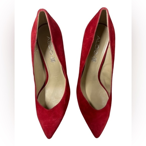 ALDO Red Suede Leather Stiletto Heels - Picture 8 of 15